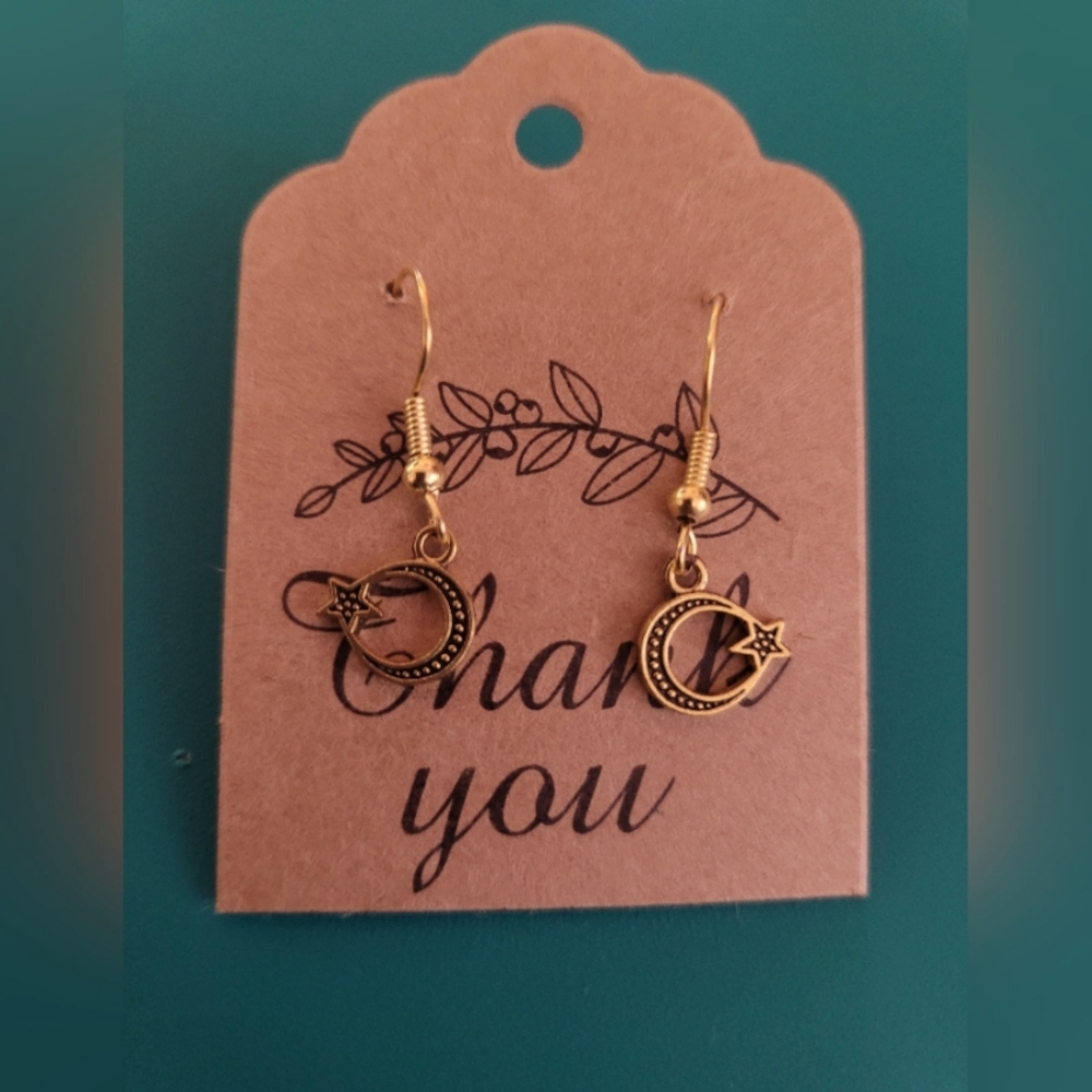 Hand Crafted Moon & Star Earrings